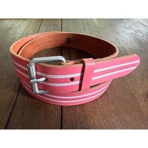 Gap Striped Genuine Leather Belt Pink White Size M Made in Italy Casual Y2K